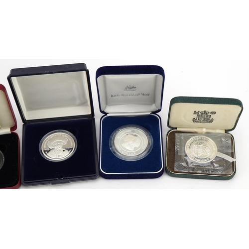 1890 - Five silver proof coins including Royal Australian Mint 1999 one dollar and Four Minute Mile fifty p... 