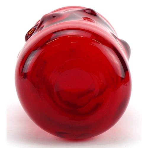 328 - Geoffrey Baxter for Whitefriars, large Whitefriars knobbly glass vase in ruby, 23.5cm high