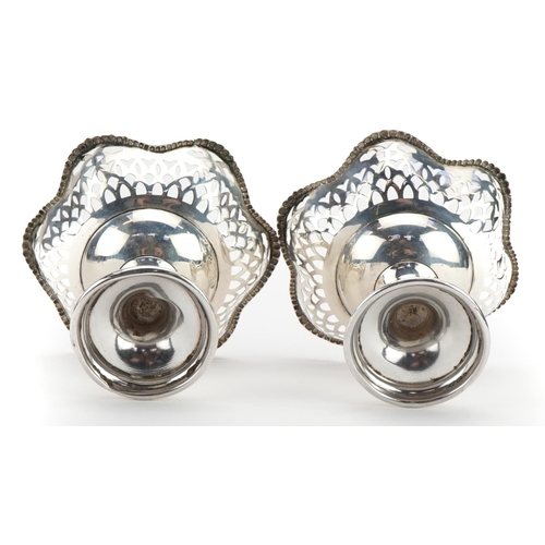 1806 - Alexander Clark & Co Ltd, pair of George VI silver pedestal pierce bonbon dishes, Birmingham 1939, 8... 