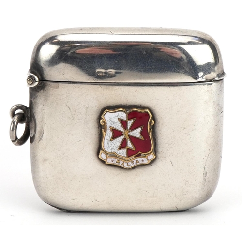 1860 - Wilmot Manufacturing Co, shipping interest silver vesta with enamelled Maltese cross engraved Presen... 