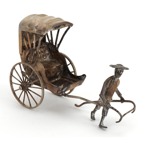 1840 - Tuck Chang, Chinese silver model of a figure pulling a rickshaw, 8.5cm in length, 48.0g