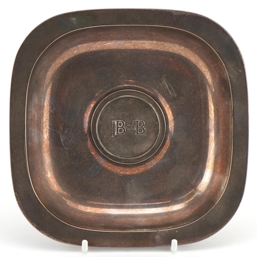 1864 - Julius Baer Bank square 925 silver tray, 15cm wide, 215.0g