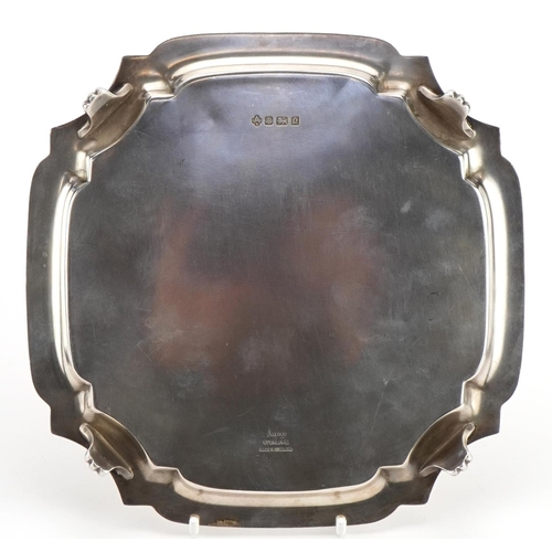 1802 - Asprey & Co Ltd, Elizabeth II silver four footed salver, Sheffield 1990, 19cm x 19cm, 343.0g