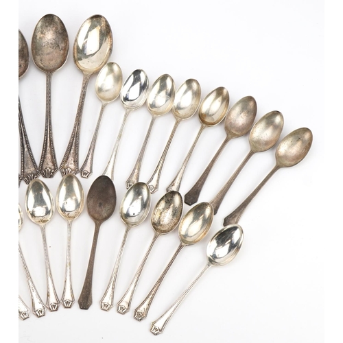 1819 - Collection of silver tablespoons and teaspoons, various hallmarks, the largest 18cm in length, total... 