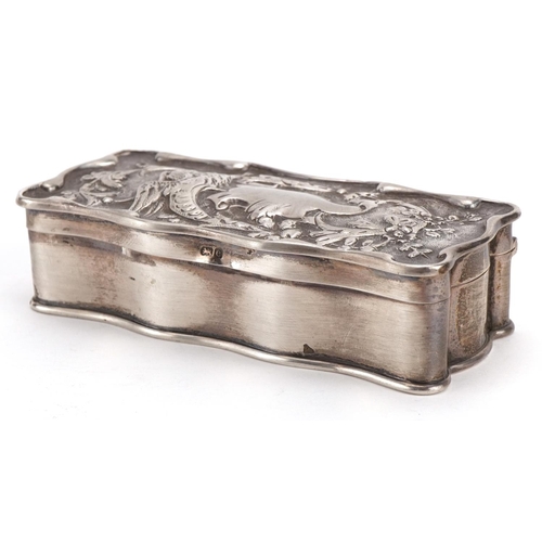 1820 - A & J Zimmerman, Edwardian silver box with hinged lid embossed with a griffin, Birmingham 1904, 10.5... 