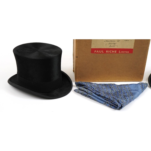 1685 - Gentlemen's Scott & Co Piccadilly moleskin top hat with box and a Dunn & Co gentlemen's bowler hat