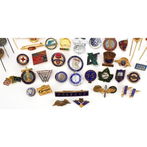 1767 - Collection of vintage and later enamel badges and stickpins including Inner Wheel Association and Ki... 