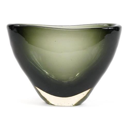 258 - Heavy Scandinavian smoked art glass vase, 20cm high x 28cm wide