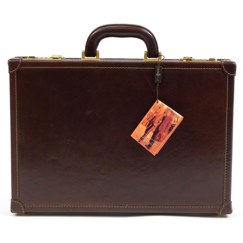 1684 - Gianni Conti, Italian brown leather combination briefcase, 41cm wide