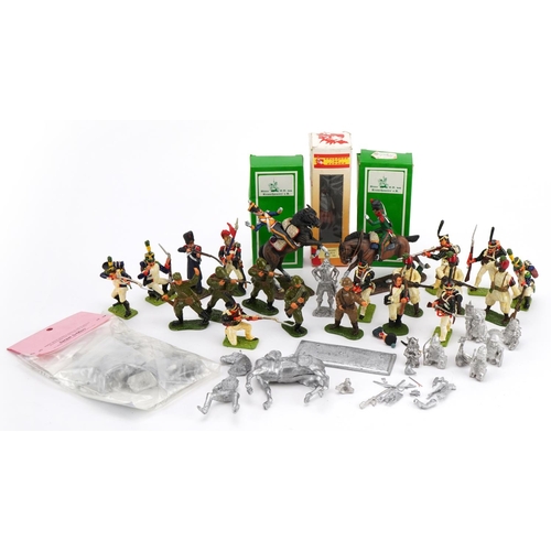 1444 - Collection of hand painted lead model soldiers, some with boxes, the largest 9.5cm in length