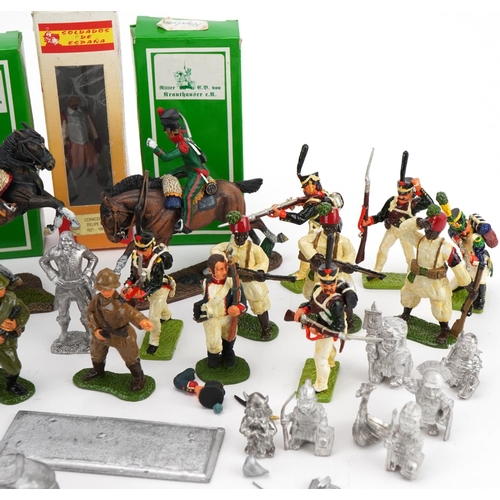 1444 - Collection of hand painted lead model soldiers, some with boxes, the largest 9.5cm in length