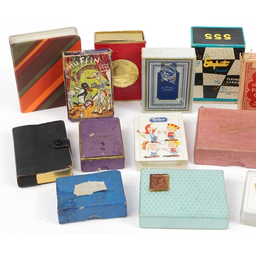 1452 - Twenty packets of vintage and later playing cards, including Muffin the Mule, Lexicon, Peanuts and B... 