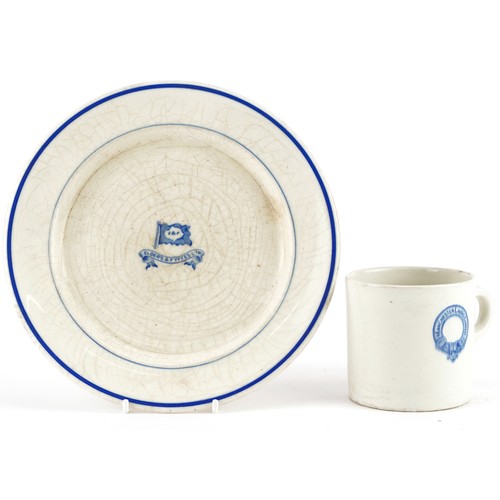 472 - Shipping interest dinnerware comprising Manchester Liners Limited mug and Elders & Fyffes plate, the... 