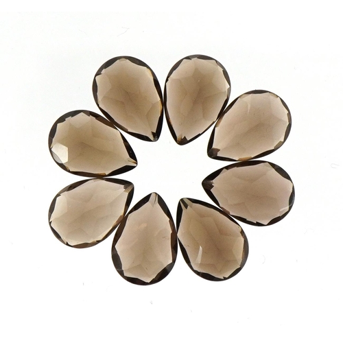 2567 - Eight pear cut smoky quartz gemstones, total 15.36 carat