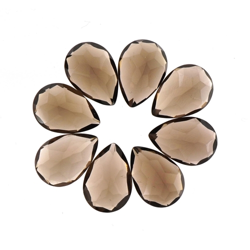 2567 - Eight pear cut smoky quartz gemstones, total 15.36 carat