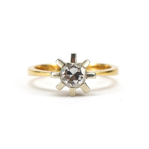 2093 - 18ct gold diamond solitaire ring, the diamond approximately 4.5mm in diameter, size J, 3.0g