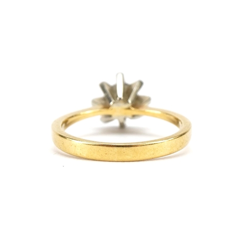 2093 - 18ct gold diamond solitaire ring, the diamond approximately 4.5mm in diameter, size J, 3.0g