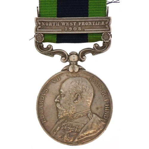 1742 - Edward VII British military India General Service medal with North West Frontier 1908 bar housed in ... 