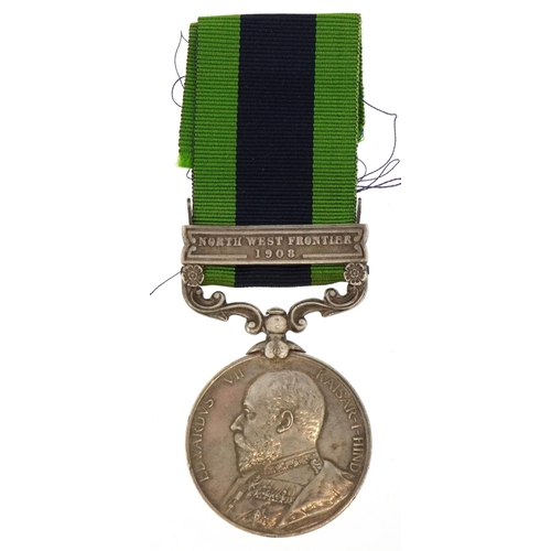 1742 - Edward VII British military India General Service medal with North West Frontier 1908 bar housed in ... 