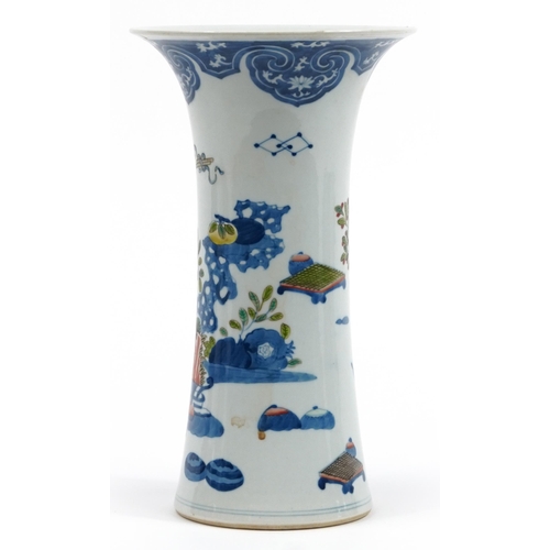 53 - Chinese porcelain wucai vase hand painted with flowers, six figure character marks to the base, 32cm... 