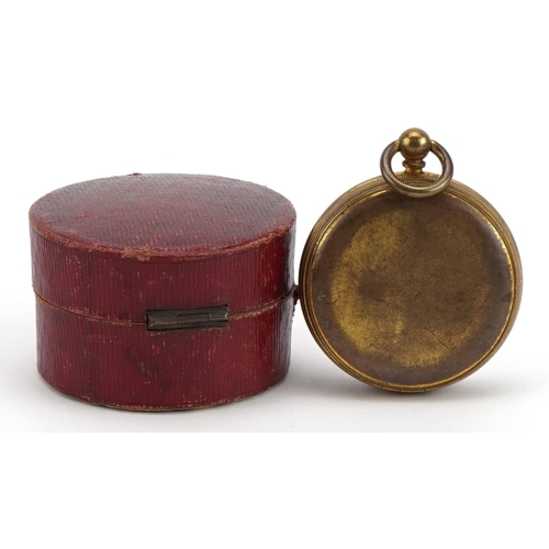 41 - Negretti & Zambra, 19th century brass cased travelling pocket compensated barometer with silvered di... 