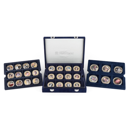 1895 - Collection of commemorative proof coins arranged in a fitted case including Diamond Jubilee, Platinu... 