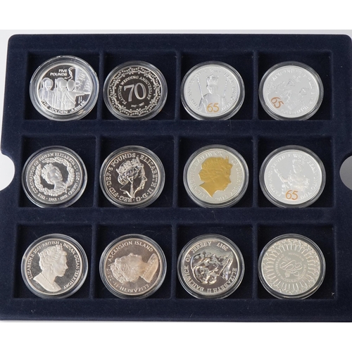 1896 - Collection of commemorative proof and other coinage, some probably silver including Elizabeth II Pla... 