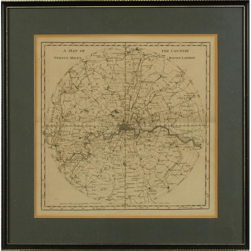 2046 - Map of the Country Twenty Miles Round London, late 18th century map published 12th May 1794 by Lauri... 