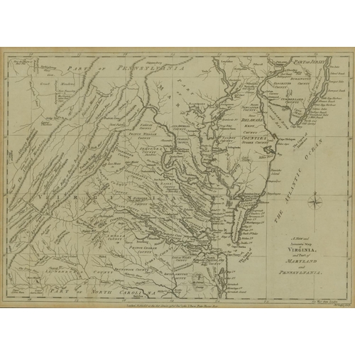 2044 - New and Accurate Map of Virginia and Part of Maryland and Pennsylvania, 18th century map published 1... 