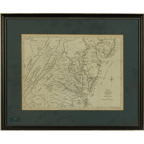 2044 - New and Accurate Map of Virginia and Part of Maryland and Pennsylvania, 18th century map published 1... 