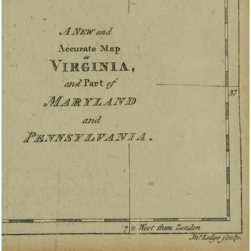 2044 - New and Accurate Map of Virginia and Part of Maryland and Pennsylvania, 18th century map published 1... 