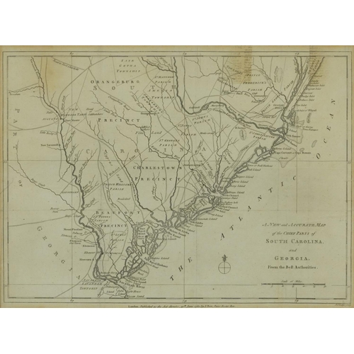 2045 - New and Accurate Map of The Chief Parts of South Caroline and Georgia, 18th century map published 17... 