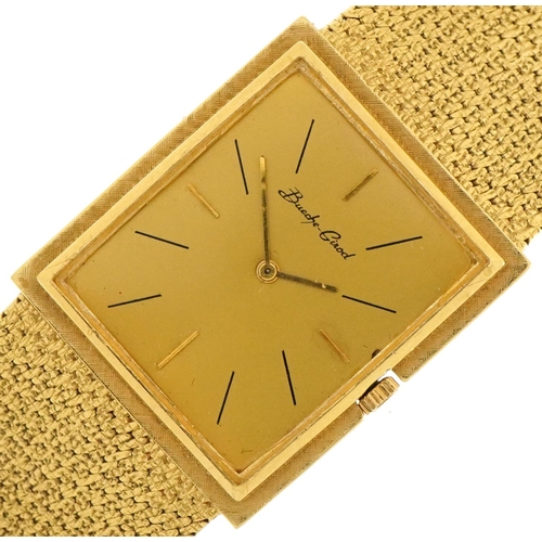 2061 - Beuche-Girod, 18ct gold gentlemen's dress watch with 18ct gold strap, the dial 25mm wide, 62.8g