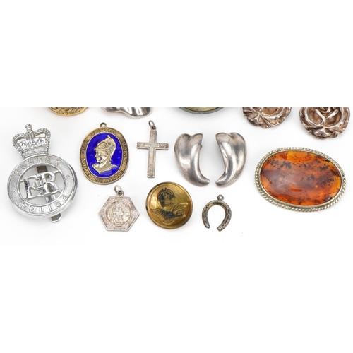 2608 - Antique and later jewellery and objects including R Samuel silver open face pocket watch with enamel... 