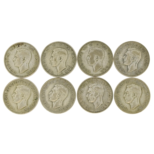 1909 - Eight George VI two shillings, 1938 - 1945, 89.6g