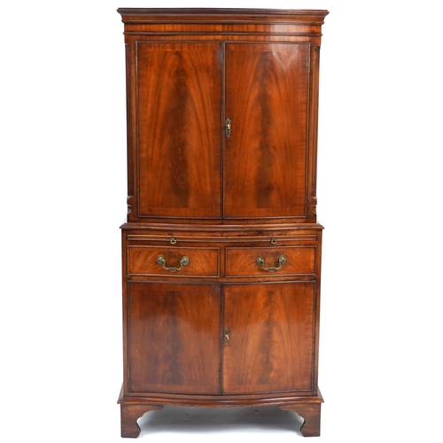 848 - Mahogany serpentine front cocktail cabinet, 153cm H x 72cm W x 45cm D