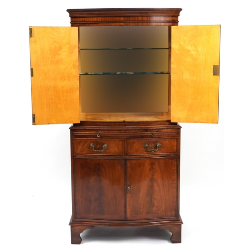 848 - Mahogany serpentine front cocktail cabinet, 153cm H x 72cm W x 45cm D