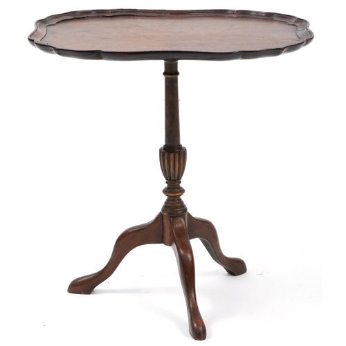 849 - Oak tripod wine table, 46cm H x 45cm W x 34cm D