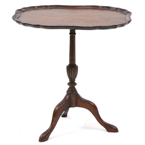 849 - Oak tripod wine table, 46cm H x 45cm W x 34cm D