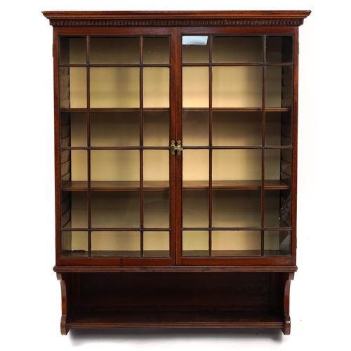 858 - Edwardian mahogany wall hanging bookcase, 98cm H x 75cm W x 30cm D