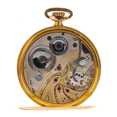 2057 - Rolex for C Bucherer, Lucerne, 14ct gold plated open face pocket watch with subsidiary dial, the cas... 