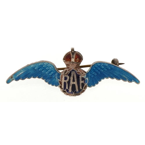 2603 - Military interest silver and enamel RAF sweet heart brooch, 5.3cm wide, 5.7g