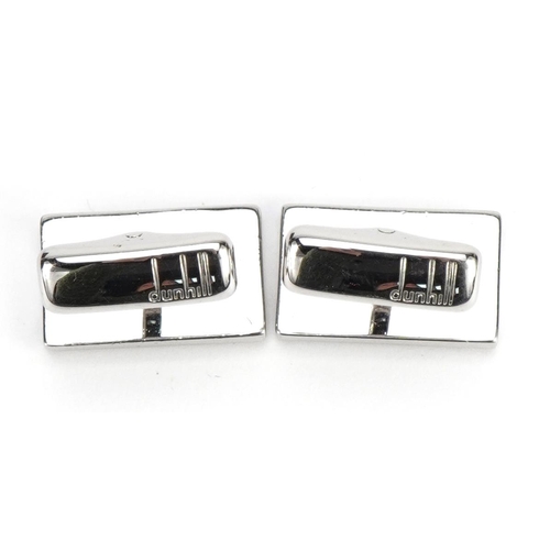 2624 - Alfred Dunhill, pair of steel cufflinks with Alfred Dunhill box, 1.9cm wide