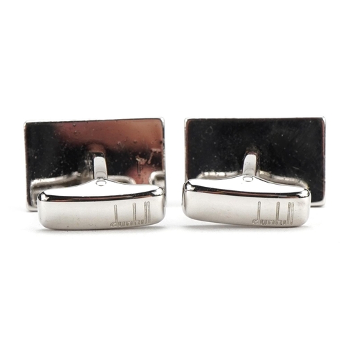 2624 - Alfred Dunhill, pair of steel cufflinks with Alfred Dunhill box, 1.9cm wide