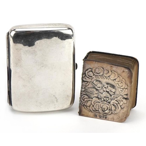 1831 - Victorian rectangular silver cigarette case and a silver mounted book of common prayer, the largest ... 