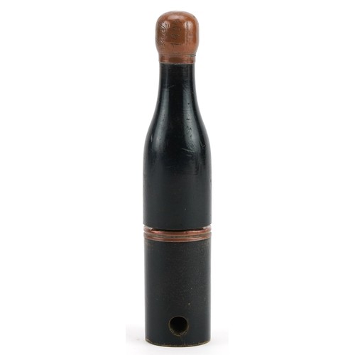 360 - Novelty wooden smoking pipe in the form of a Champagne bottle, 14.5cm high