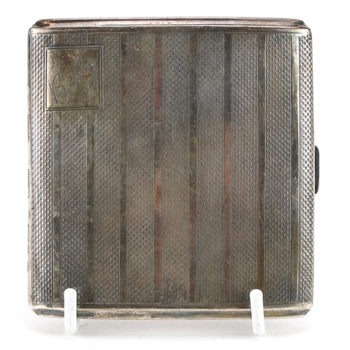 1856 - James Deakin & Sons, George V silver cigarette case with engine turned decoration, Chester 1926, 8.2... 