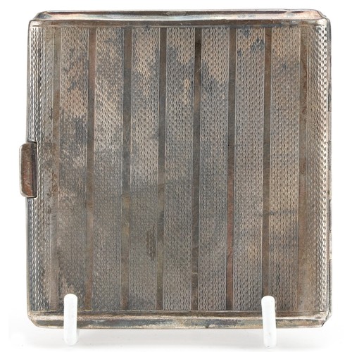 1856 - James Deakin & Sons, George V silver cigarette case with engine turned decoration, Chester 1926, 8.2... 