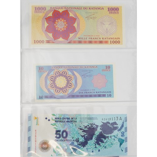 1943 - World banknotes arranged in an album including Arctic Territories, South Pacific States and Cayman I... 