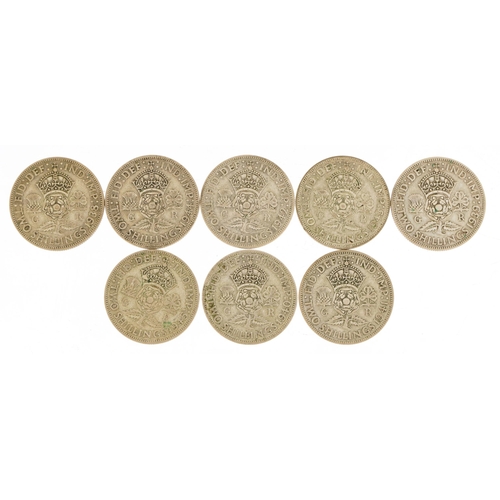 1935 - Eight George VI two shillings, 1938 - 1945, 89.3g